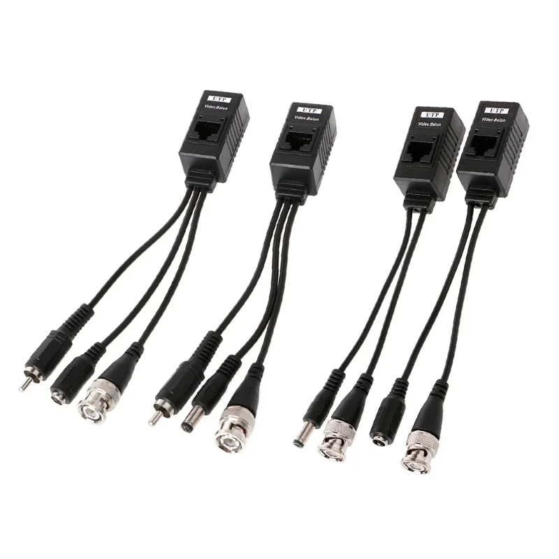 BNC To RJ45 Passive Video Power + Audio Balun Transceiver For CCTV Camera