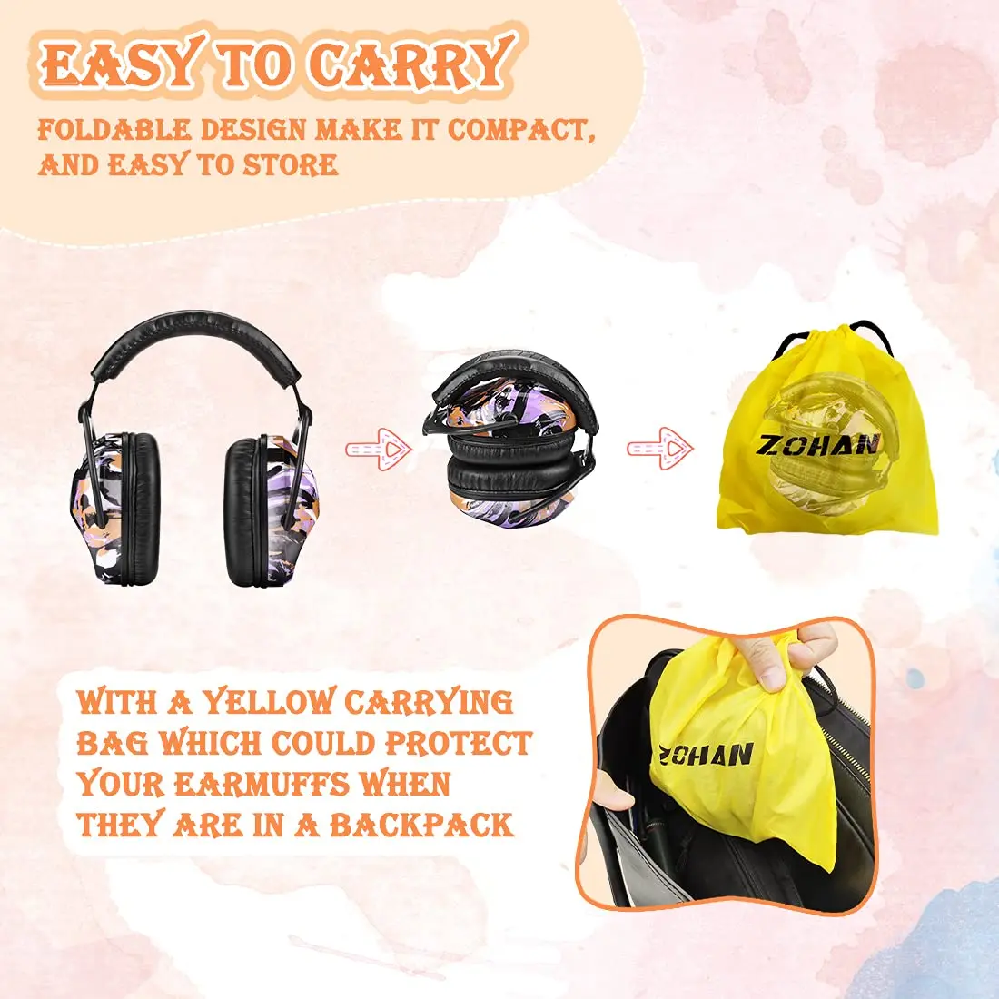 어린이 청력 보호 안전 귀마개 조정 가능한 소음 감소 낙서 귀마개, 유아 어린이를 위한 귀 보호 기능