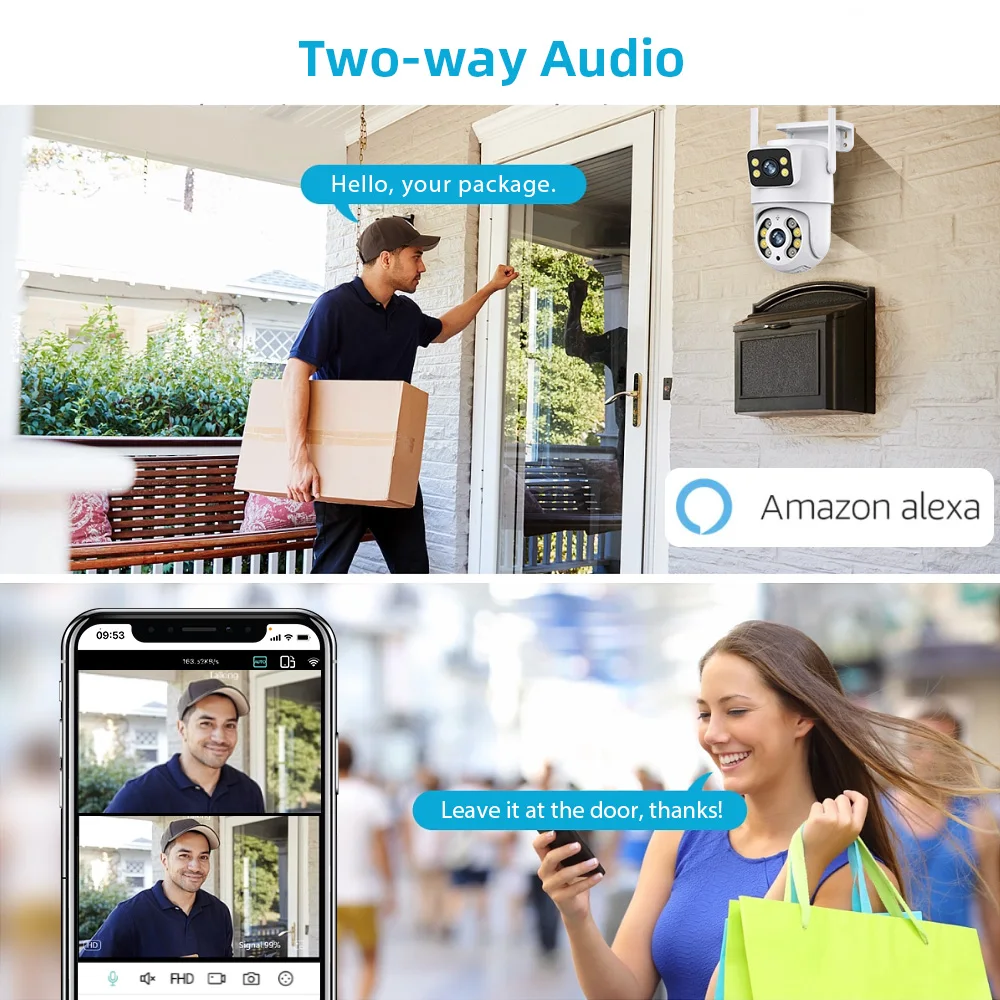 SOVMIKU 와이파이 감시 카메라, 듀얼 렌즈, 5 배 줌, 나이트 비전, ONVIF 자동 추적, CCTV IP 카메라, 보안 보호, 8MP, 4K PTZ