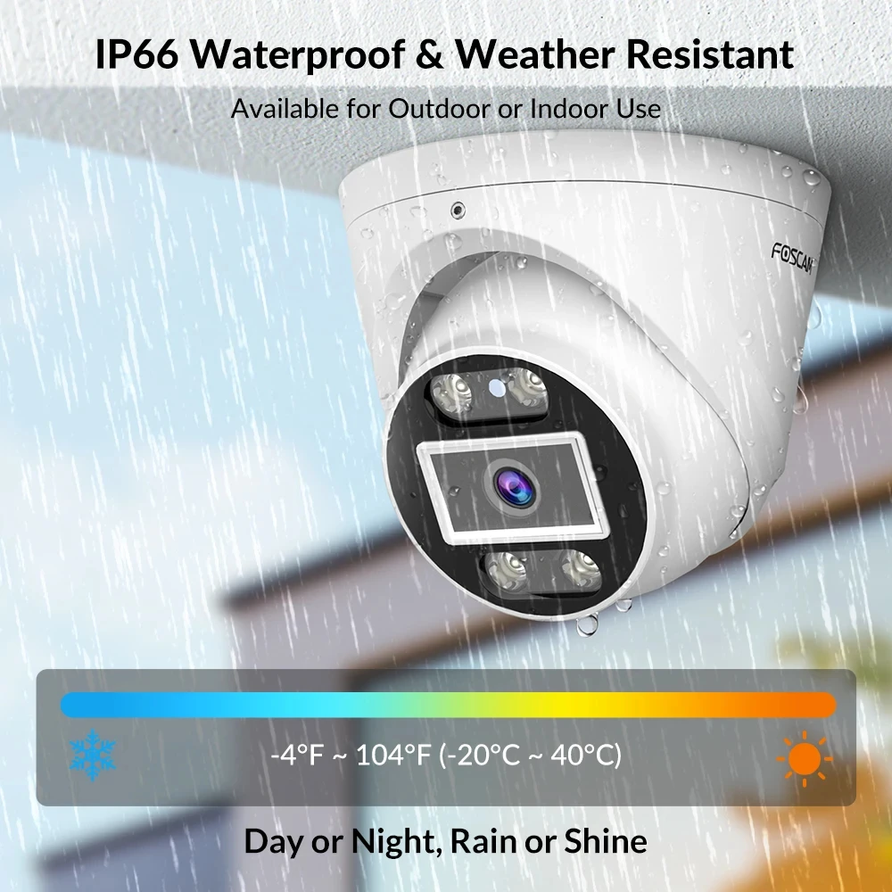 FOSCAM 스마트 보안 카메라, 야외 및 실내 적외선 컬러 야간 투시경 돔 IP 캠, 인간 및 차량 감지 감시, 8MP PoE