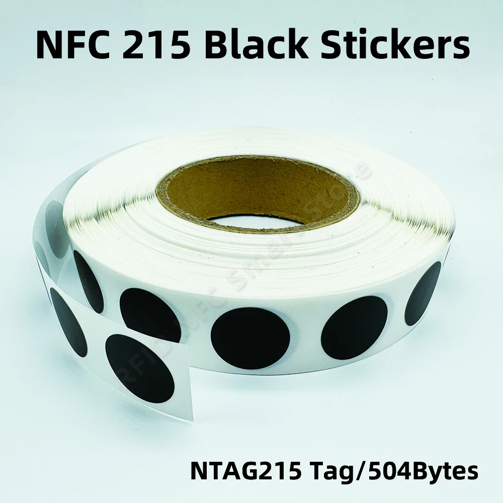 NFC 태그 블랙 NFC 스티커 프로토콜, 범용 라벨 RFID 태그 및 모든 NFC 휴대폰, ISO14443A13.56 MHz NT/AG 215