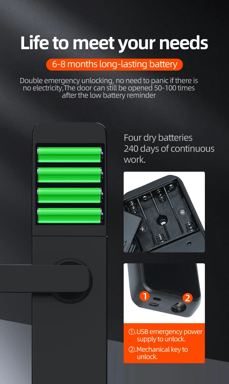 PHIPULO 투야 스마트 문짝 잠금 장치, 디지털 전자 잠금 장치, 원 그립 잠금 해제, 지문 카드 키, 투야 잠금 장치, 스마트 홈