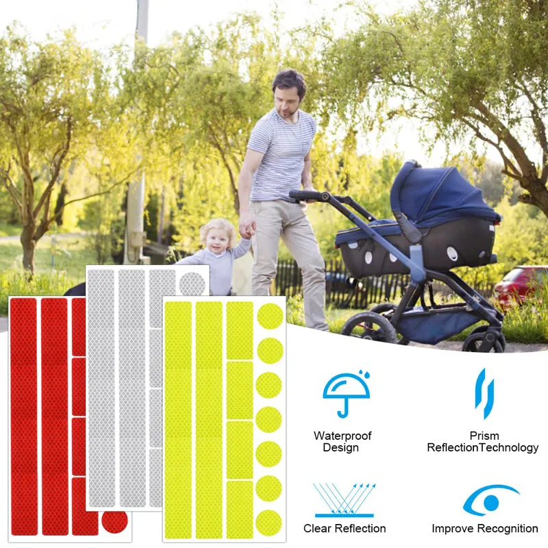 높은 가시성 반사 스티커, 의류 배낭 차량 트럭 유모차용 title=높은 가시성 반사 스티커, 의류 배낭 차량 트럭 유모차용 