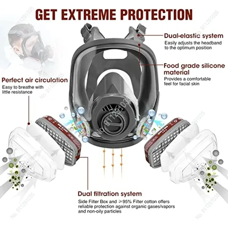 산성 유기 암모니아 6800 가스 마스크, 풀 페이스 마스크, 호흡기 페인트, 화학 농약 실험실, 방진 다기능 필터