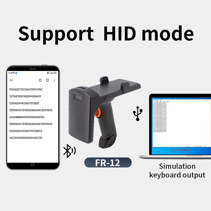 UHF RFID 키보드 에뮬레이터, USB 또는 BT RFID 카드 스캐너, UHF RFID 리더