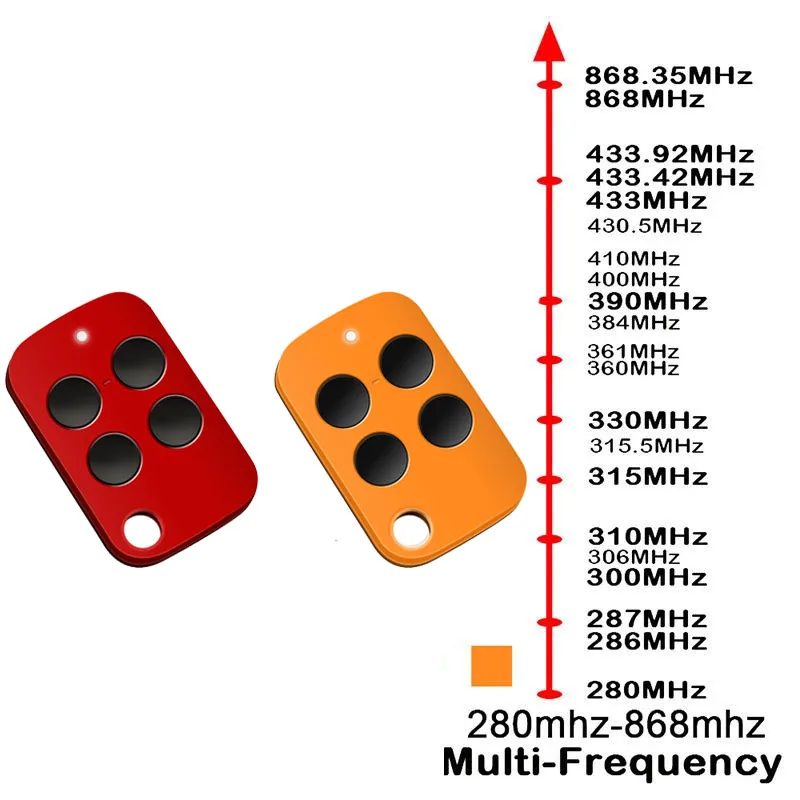 범용 다중 주파수 차고 문짝 리모컨 복사기, 롤링 코드 및 고정 코드용, 4 in 1, 280-868MHZ