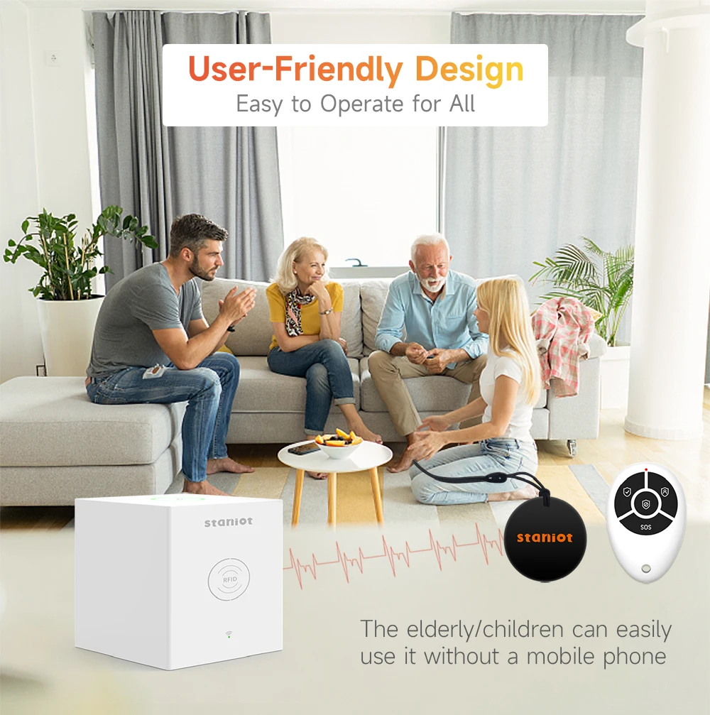 Staniot SecCube 3 경보 시스템 키트, 무선 WiFi, Tuya 스마트 보안 보호 지지대, RFID 앱 제어, Alexa와 함께 작동, 433Mhz