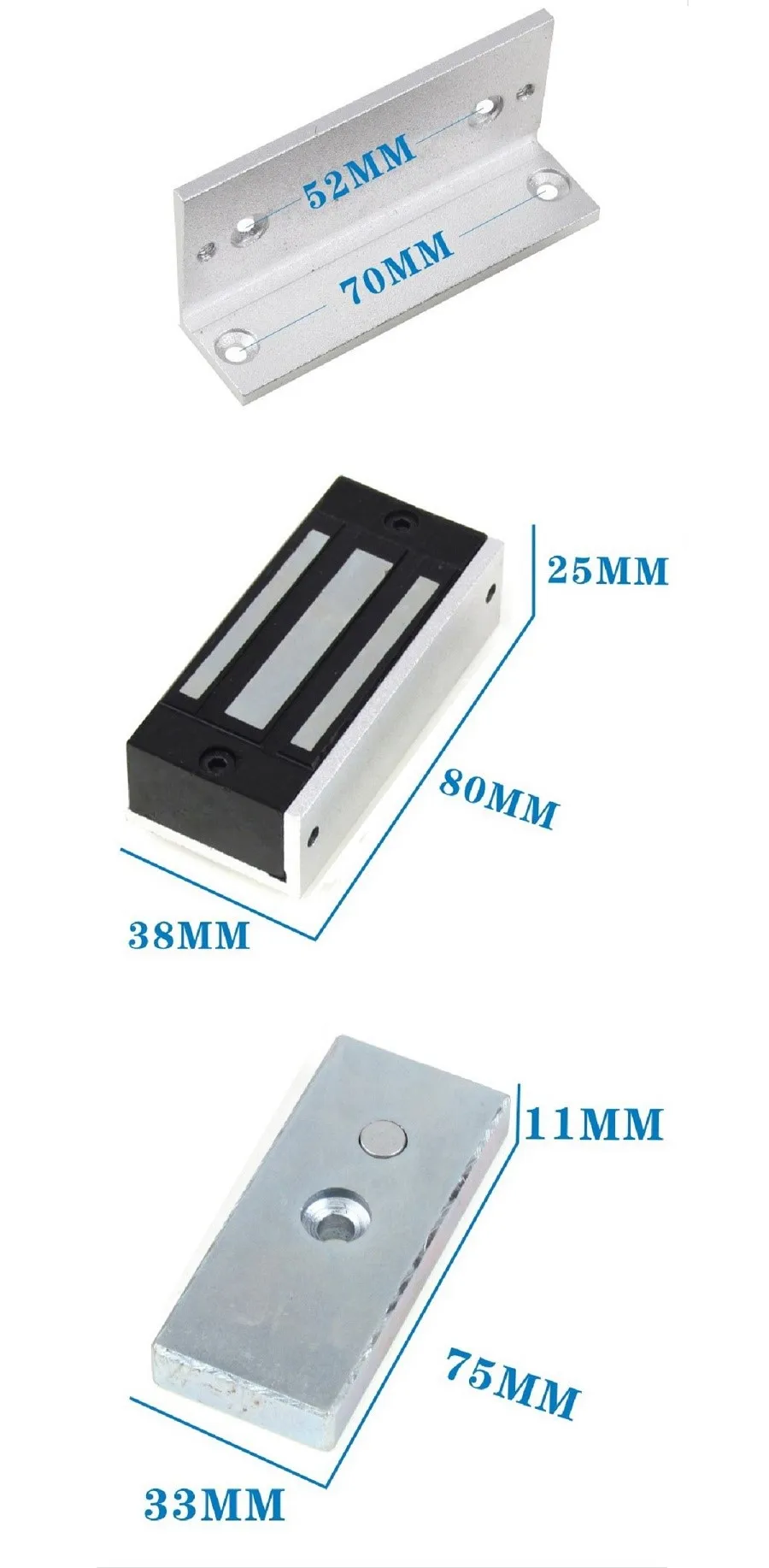 전자기 문짝 잠금 장치, 순수 구리 코일, 문짝 캐비닛 자기 전기 제어용 유지력, DC12V, 24V, 60kg, 120lbs