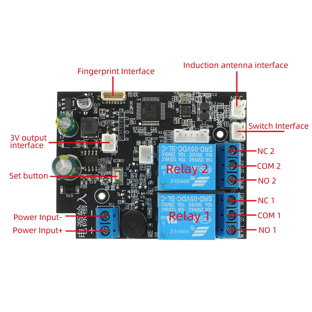 휴대폰 NFC 지문 릴레이 전기 잠금 제어 패널 IC 13.56mhz 듀얼 채널 릴레이 모듈, 자동차 도어 수정