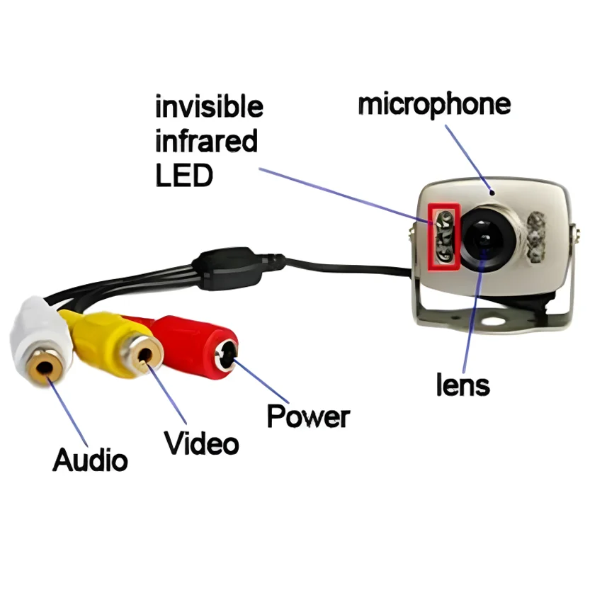 슈퍼 마이크로 야간 투시경, 800TVL CCTV HD 미니 카메라, AV 오디오 마이크, 금속 모니터링 제품, 소형 감시