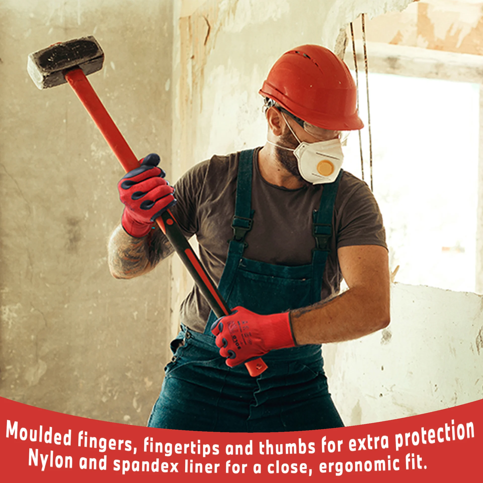 높은 그립 및 엄지 보강, 충격 흡수 장갑, 방수 및 통기성, 내구성 성형 고무 손바닥, 1 쌍