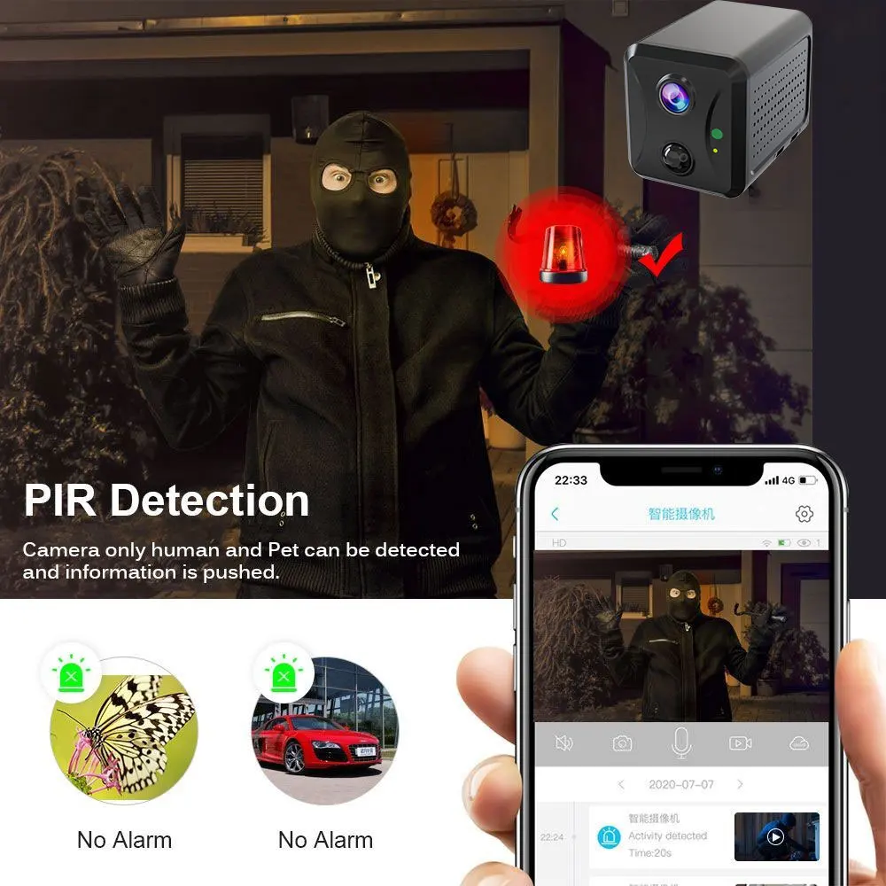 무선 네트워크 보안 미니 카메라, 4G SIM 카드, 5MP HD 충전식 배터리 전원 IP 카메라, 4G LTE 홈 감시 카메라