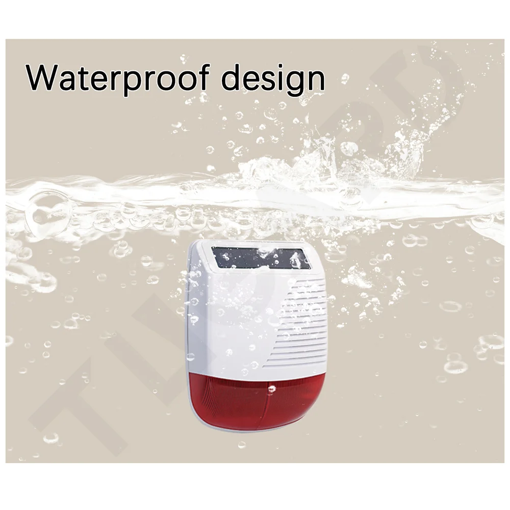 TAIBOAN 야외 태양광 사이렌 세트, 433MHz 무선 조명 플래시 스트로브, 방수 경보 경적, 가정 보안 도난 경보 시스템