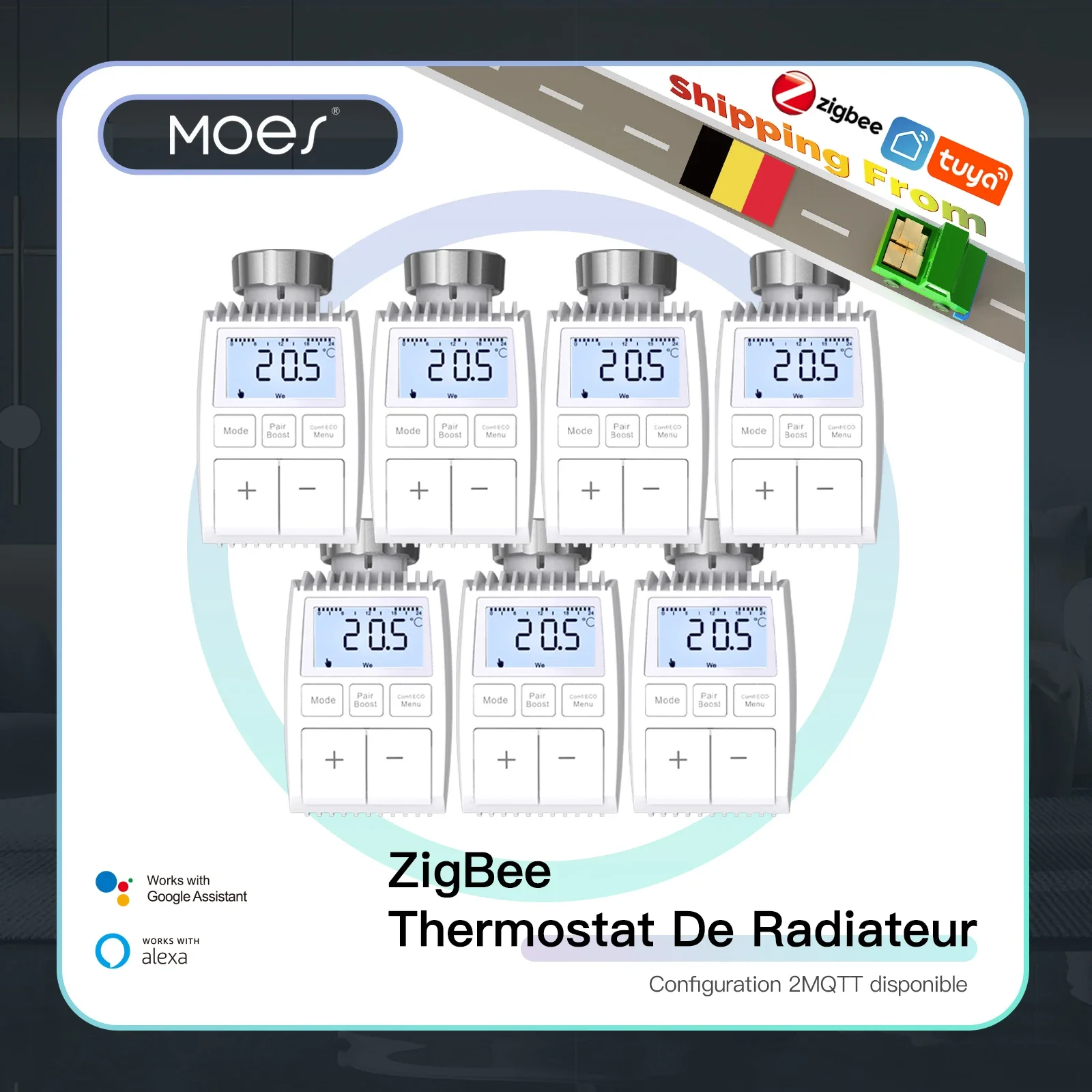 MOES-Tuya ZigBee3.0 라디에이터 액추에이터 밸브, 스마트 온도 조절기 온도 컨트롤러, 외부 센서, 알렉사와 TRV 음성 제어 title=MOES-Tuya ZigBee3.0 라디에이터 액추에이터 밸브, 스마트 온도 조절기 온도 컨트롤러, 외부 센서, 알렉사와 TRV 음성 제어
