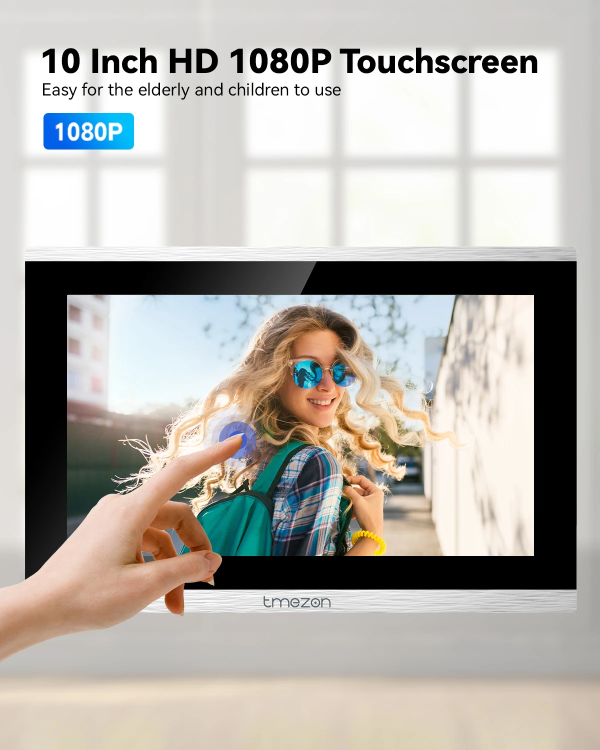 TMEZON 와이파이 비디오 도어폰, 10 인치 터치 스크린, 1080P 유선 초인종, 4 in 1 앱, 비밀번호, 카드 스와이프, 모니터 투야