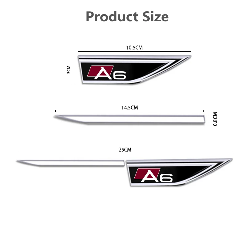 차체 보호 스티커 3D 금속 자동차 엠블럼 로고 펜더 블레이드 데칼 배지, 아우디 A3 A4 A5 A6 A7 A8 Q3 Q5 Q7 Q8 액세서리