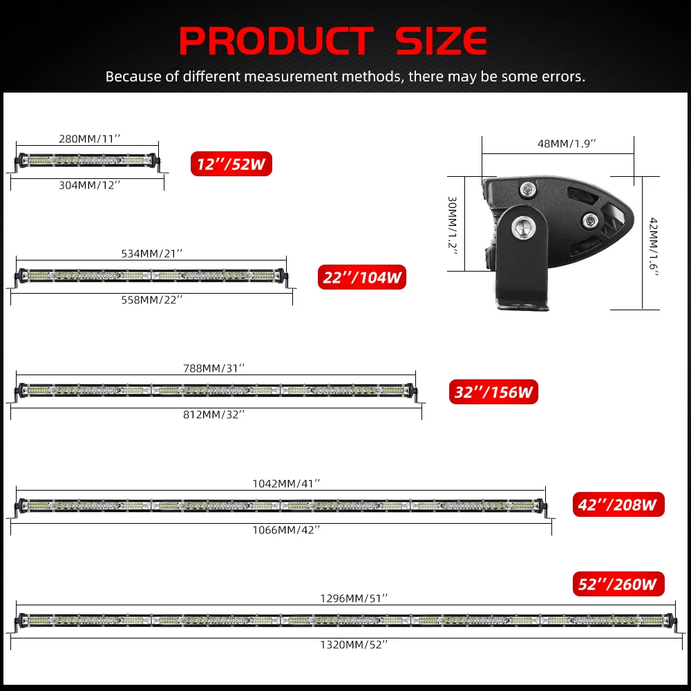 CO LIGHT Slim 12 인치 22 인치 32 인치 42 인치 52 인치 LED 바 조명, 4x4 오프로드 트럭 ATV UAZ 스팟 플러드 콤보, 12V 24V, 운전 바라 작업등