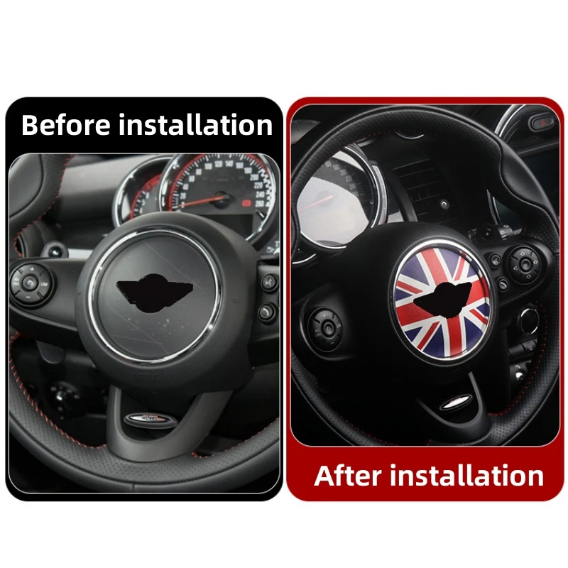 미니 쿠퍼용 자동차 핸들 스티커, PU 가죽 자동차 스티커 액세서리, 핸들 커버 장식, R55, R56, F55, F60