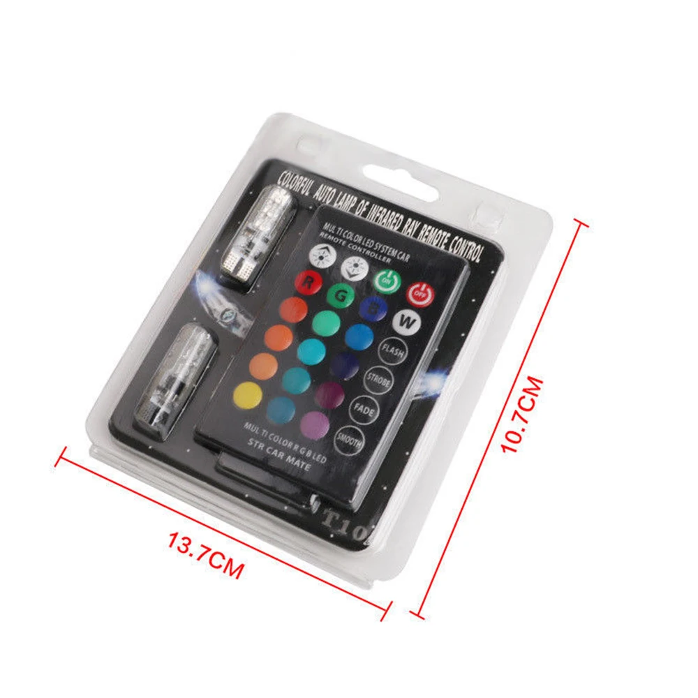 5050 LED 자동차 너비 조명, 자동 돔 독서 장식 램프, 6SMD RGB 색상, 원격 제어 스트로브 무드 라이트, T10, 2 개