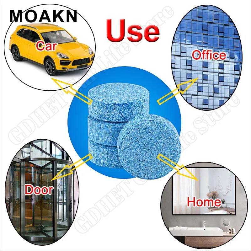 자동차 솔리드 클리너 자동차 앞 유리 와이퍼 발포성 정제, 화장실 청소 유리, 물 먼지 그을음 제거제, 자동차 액세서리
