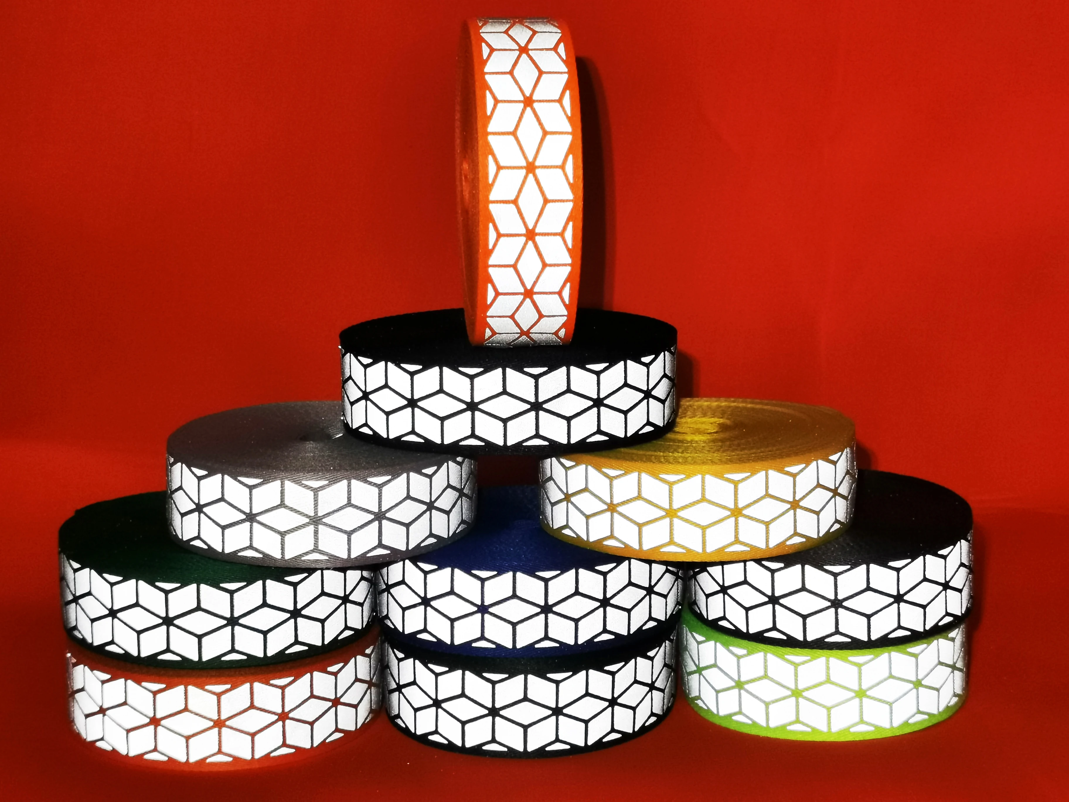 높은 밝기 반사 웨빙, 인쇄 리본 테이프, 의류 가방 바느질, 5m, 2.5cm