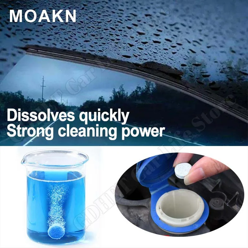 자동차 솔리드 클리너 자동차 앞 유리 와이퍼 발포성 정제, 화장실 청소 유리, 물 먼지 그을음 제거제, 자동차 액세서리