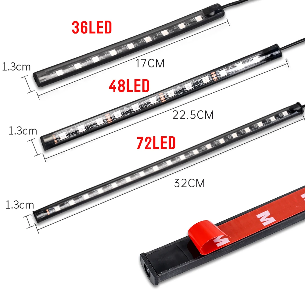 Led 자동차 발 앰비언트 조명 USB 네온 무드 조명 백라이트, 음악 제어 앱 RGB 자동 인테리어 장식 분위기 조명