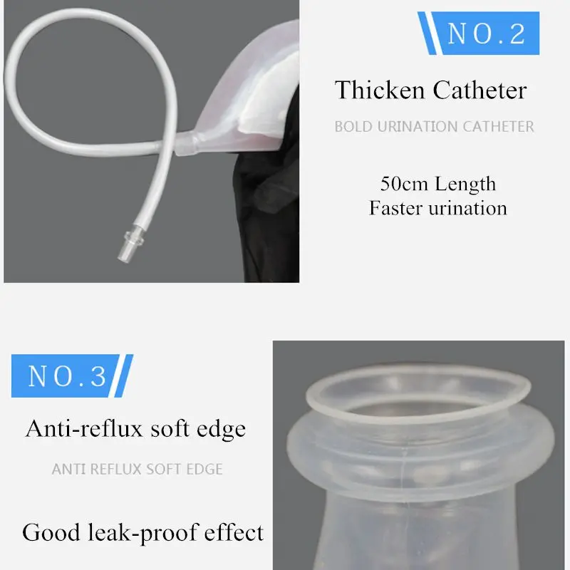 재사용 가능한 남성 워킹 소변 가방, 소변 홀더, 실리콘 깔때기 소변 수집기, 카테터 배수 가방 포함, 노인 위생
