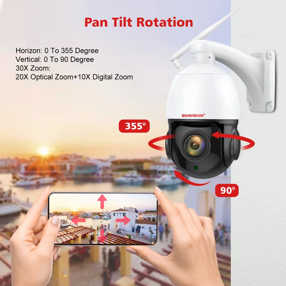 4K 8MP 감시 카메라 WIFI/4G SIM 카드/POE 30X PTZ 야외 인간의 자동 추적 2 웨이 오디오 2.4Ghz 5Ghz Wifi 보안 카메라