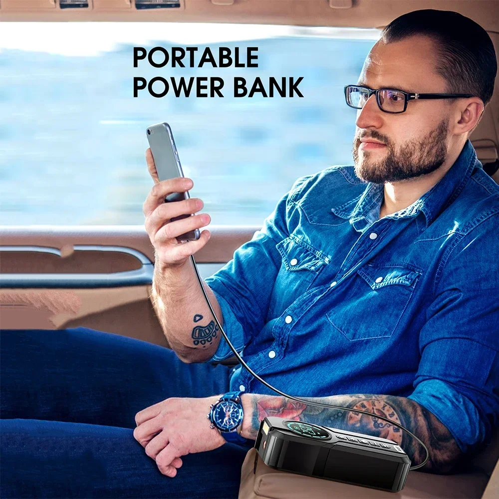 BUVAYE 차량용 휴대용 배터리 스타터, 자동차 점프 스타터, 에어 펌프, 에어 컴프레서, 다기능 타이어 팽창기, EVA 가방 포함