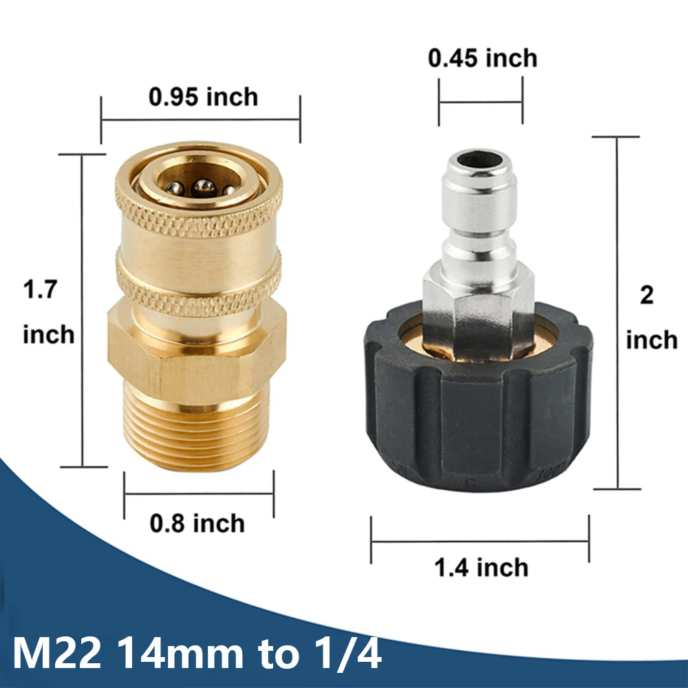 압력 와셔 커플러 M22-14mm 어댑터, 3/8 1/4 액세서리, 빠른 연결 세트, 물총 수 분무기 액세서리 호스 커넥터