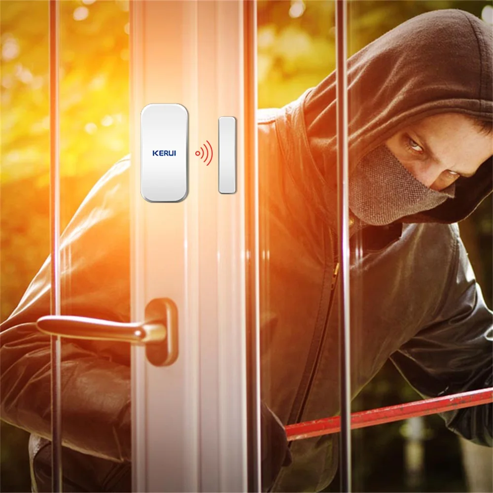 Kerui 무선 도어 윈도우 마그네틱 감지기 갭 센서, 홈 보안 경보 시스템용 터치 키패드, D025, 433MHz, 2 개