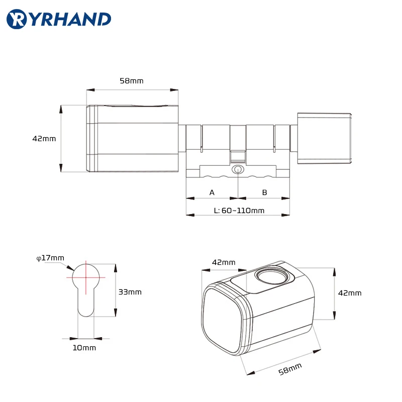 Tuya 앱 지문 RFID 카드, 블루투스 유로 실린더, 스마트 도어락, 알렉사 구글 홈 교체, 키리스 전자