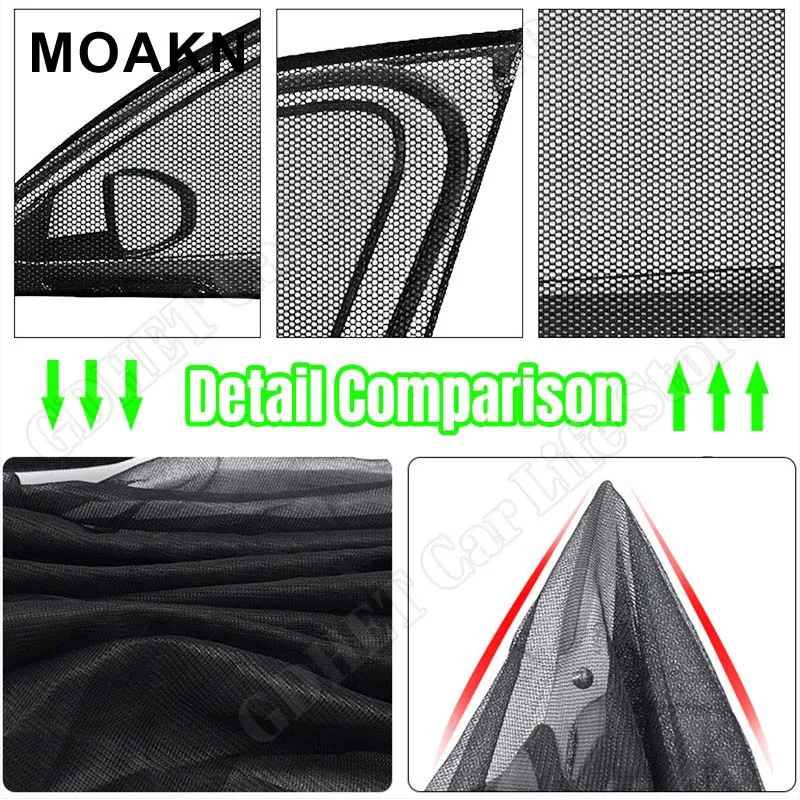 자동차 차양 커버, 사이드 윈도우 차양 메쉬, UV 보호 커튼, 윈도우 스크린 도어 커버, 모기장, 자동차 액세서리, 2 개, 4 개