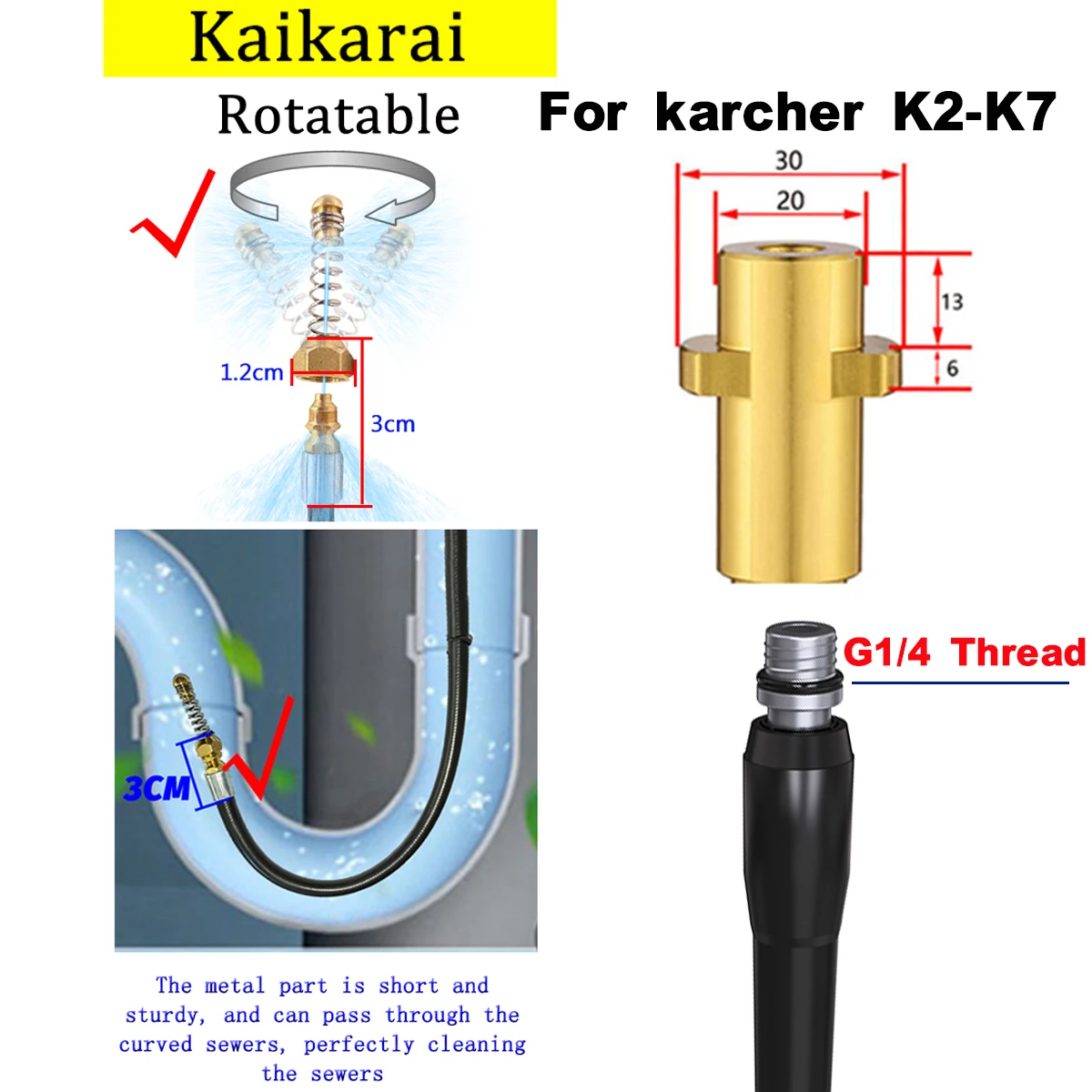 하수구 배관 뚫기 하수구 배수 물 청소 호스 파이프 클리너 키트 Karcher 용 K2 K3 K4 K5 K6 K7Pressure 와셔 노즐 세차 호스,고압호스,하수구청소기계,하수구노즐,하수구 막힘,고압노즐 하수관,배관청소기 ,하수구청소기계도구，