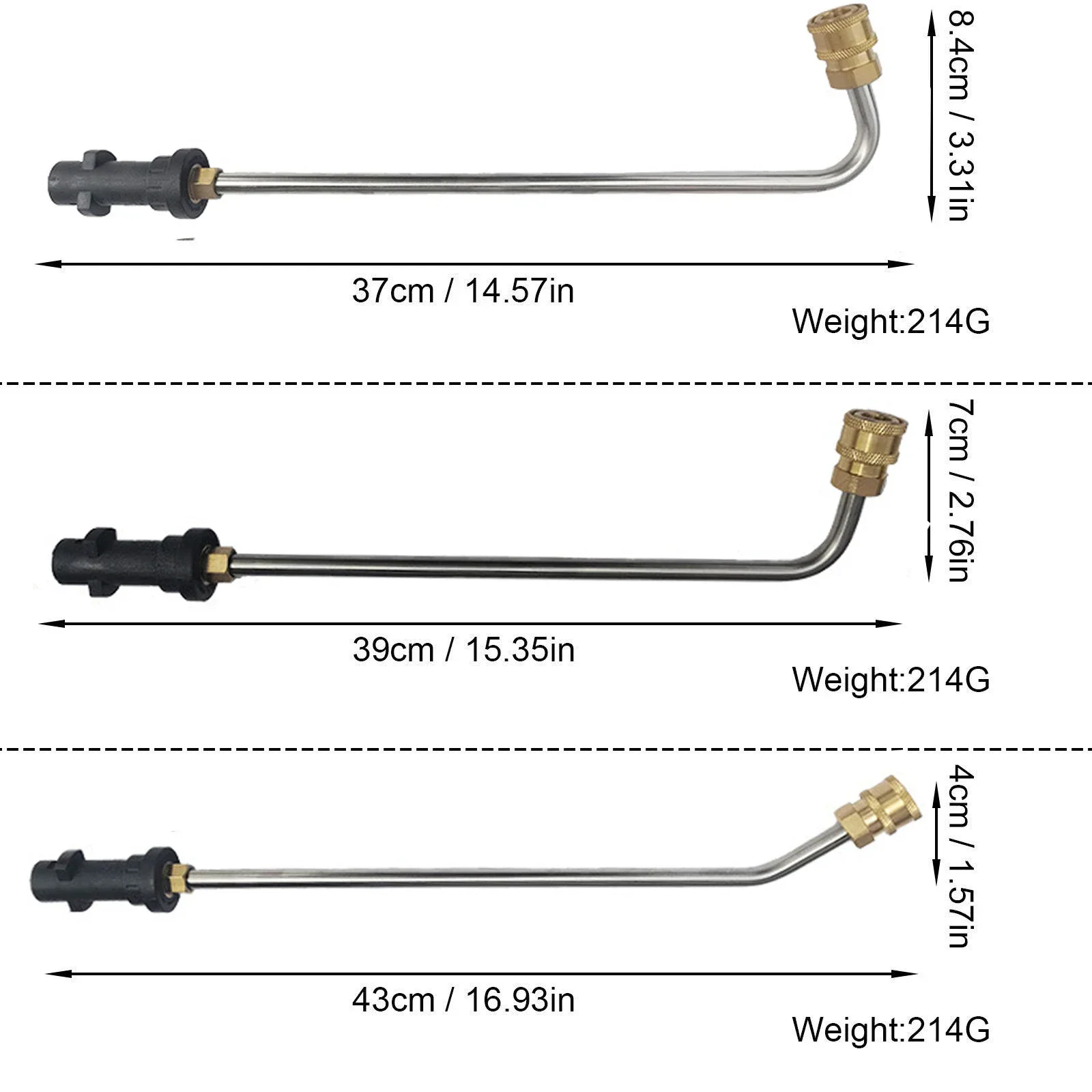 로드 제트 자동차 청소 고압 물총 익스텐션, Karcher K2 K3 K4 K5 K6 K7 깍지 포함, 1/4 인치