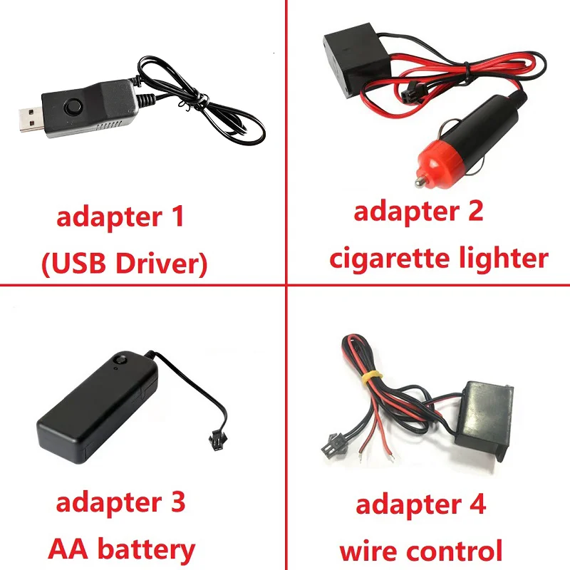 자동차 인테리어 LED 장식 램프 EL 배선 네온 스트립, 유연한 주변 조명, USB 파티 분위기 다이오드, DIY, 1m, 3m, 5m