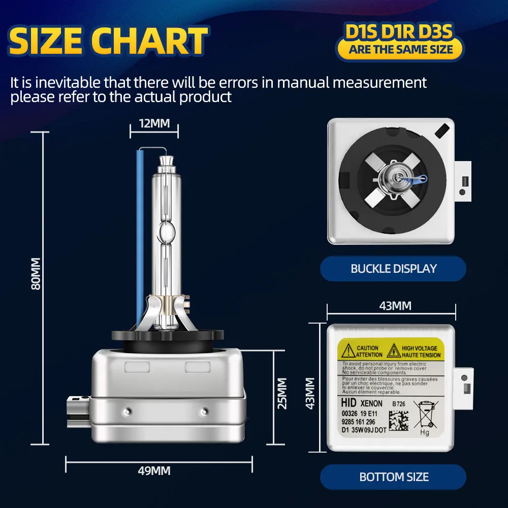 CROSSFOX 제논 D1S HID 3000K 4300K 5000K 6000K 8000K 10000K 12000K HID 램프 전구, 자동차 헤드라이트, 12V 35W, 1 쌍