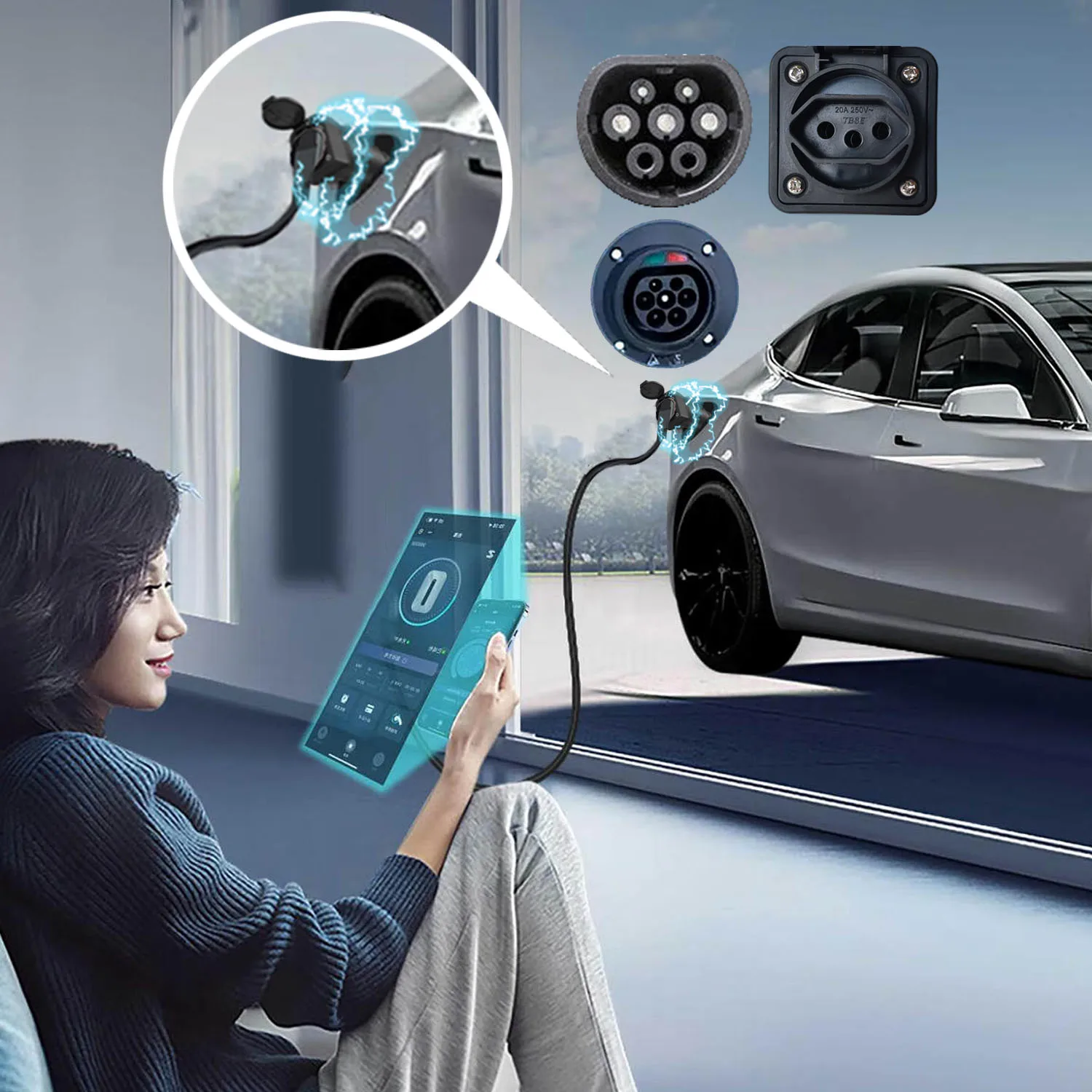 자동차 방전 EV 케이블 어댑터 지지대 MG 기아 현대 방전 V2L 차량 로드 타입 2 브라질 플러그, V2L