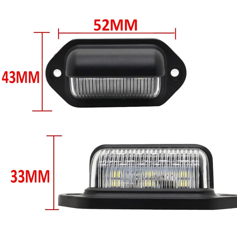 자동차 번호판 조명, 6 LED 범용 자동차 트럭 버스 오토바이 트럭 번호판 조명, 안전 운전 램프 조명, 12V, 1 개, 2 개