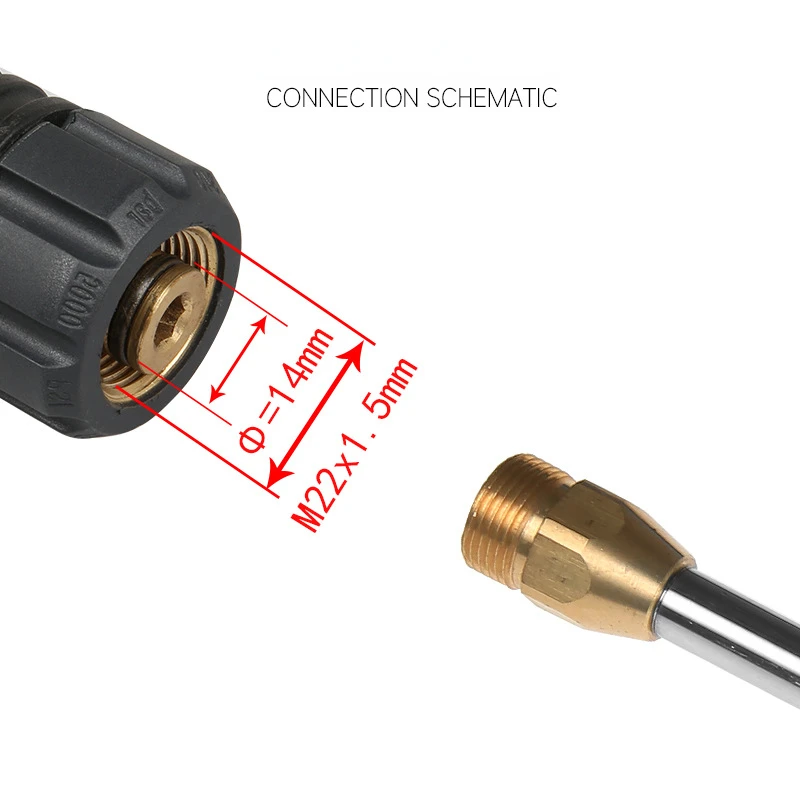 고압 세차 건 익스텐션 막대 압력 5000PSIM22 나사 1/4, 빠른 삽입 스테인레스 스틸 막대 40cm