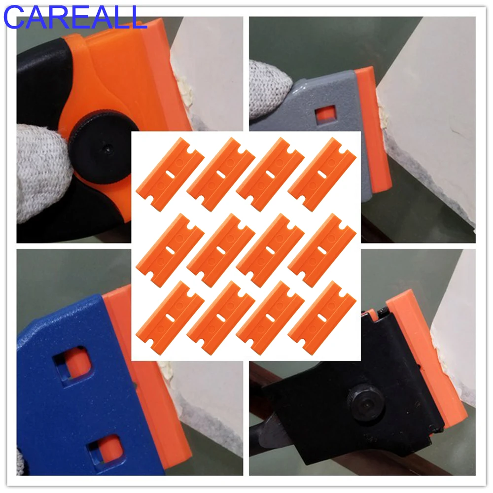 CAREALL 창문 유리 스티커 교체용 강철 스크레이퍼 블레이드, 깨끗한 스퀴지 틴트 랩 리무버 면도기 도구, 200 개