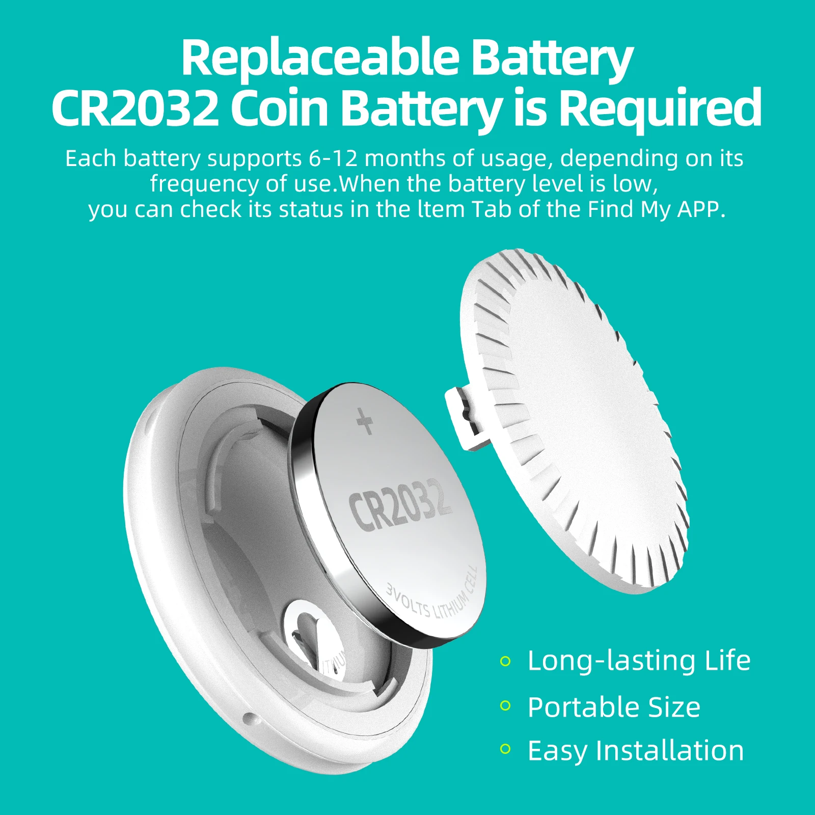 CPVAN 애플 iOS 시스템용 미니 GPS 트래커, 내 앱 에어태그 찾기, 어린이 찾기, 애완 동물 자전거 가방 분실 추적기, 스마트 블루투스 에어태그