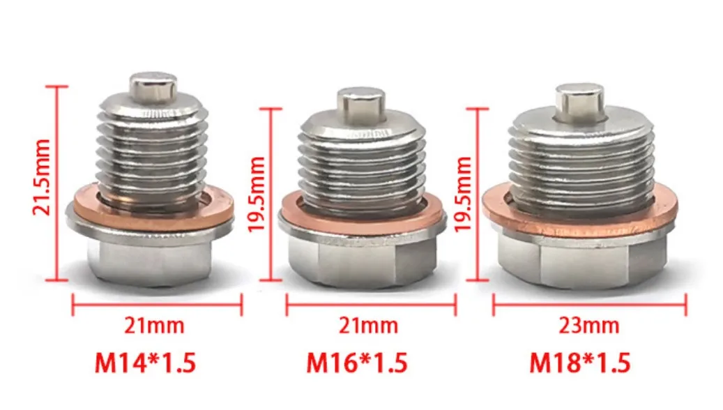 마그네틱 스테인레스 스틸 오일 드레인 플러그 섬프 드레인 너트 볼트, 구리 가스켓 포함, M14 x 1.5, M12, M16, M18, M20, 최신