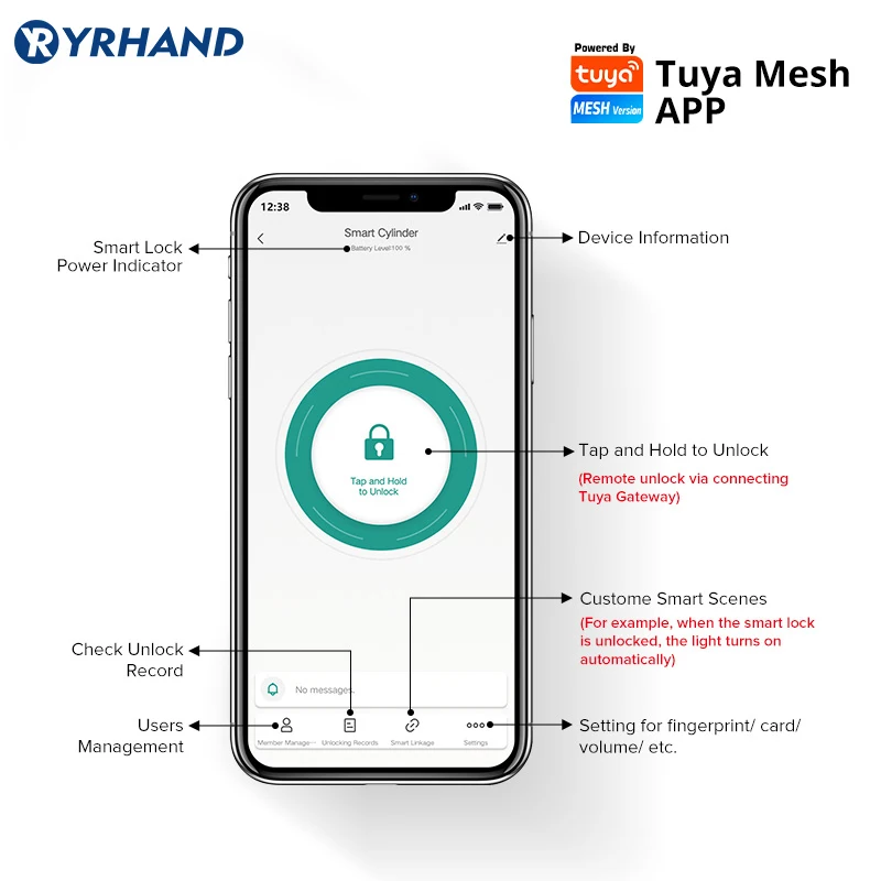 Tuya 앱 지문 RFID 카드, 블루투스 유로 실린더, 스마트 도어락, 알렉사 구글 홈 교체, 키리스 전자