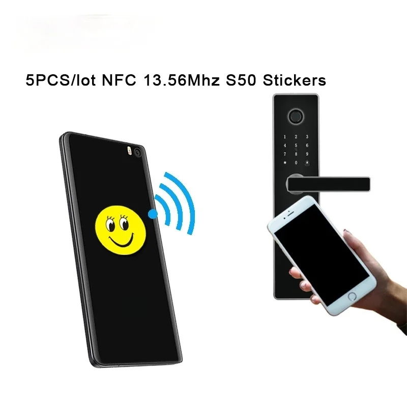 NFC 13.56Mhz S50 스티커 쓰기 가능 IC UID 금속 간섭 방지 만화 태그 라벨, 재기록 가능 휴대폰 스티커, 5 개, 10 개