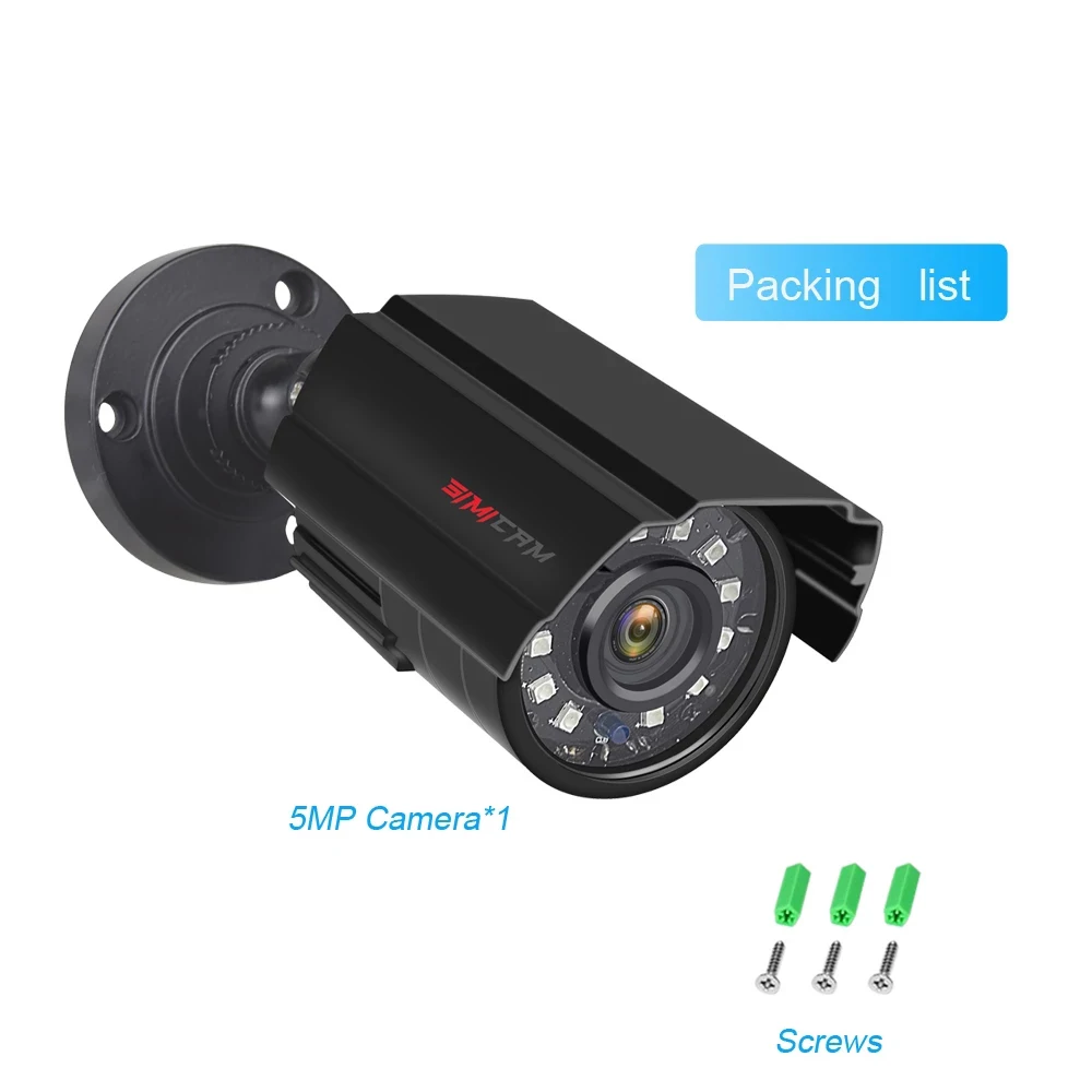 슈퍼 5MP AHD 카메라 금속 CMOS 2560(H)* 1920(V) 야외 방수 보안 총알 카메라, IR led 야간 투시경 CCTV