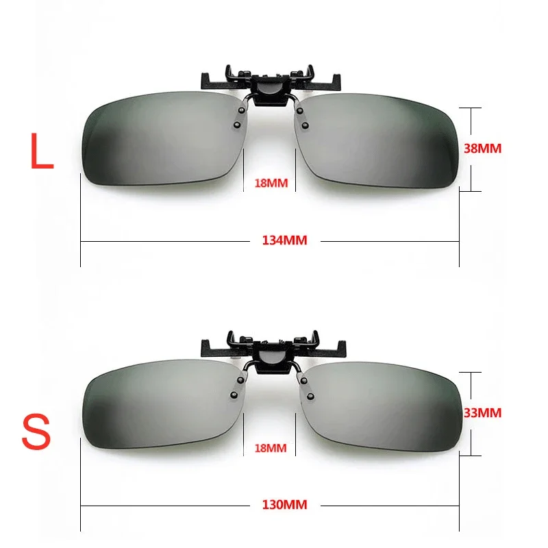 남녀공용 편광 선글라스 클립 온 플립 업, UV 380 운전, 낚시, 야간 투시경, 눈부심 방지 안경 클립, 회색 렌즈