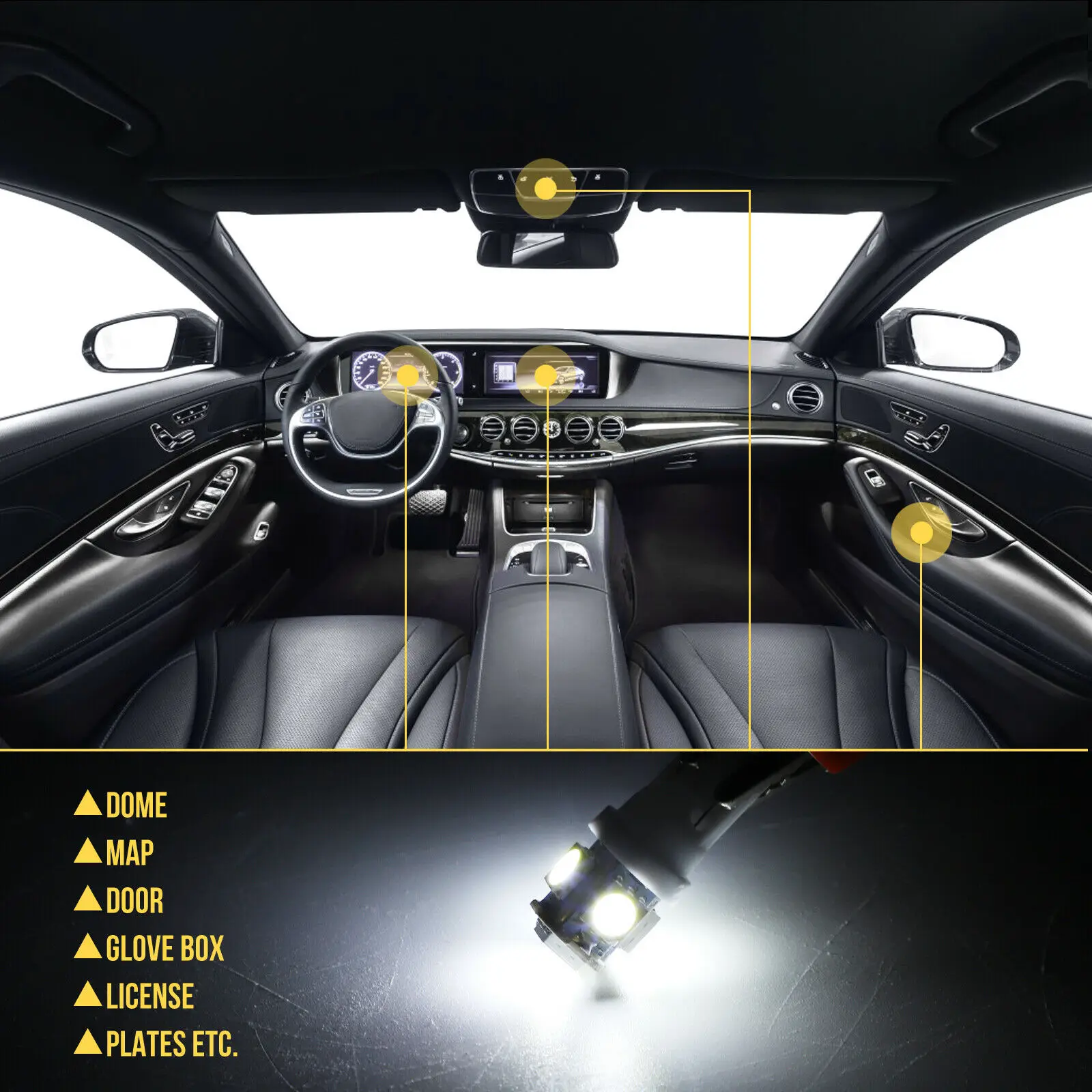 5050 자동차 LED 전구 인테리어 돔 트렁크 번호판 램프 키트, Bmw E53 E60 E90 용 흰색 LED 램프, T10, 23 개