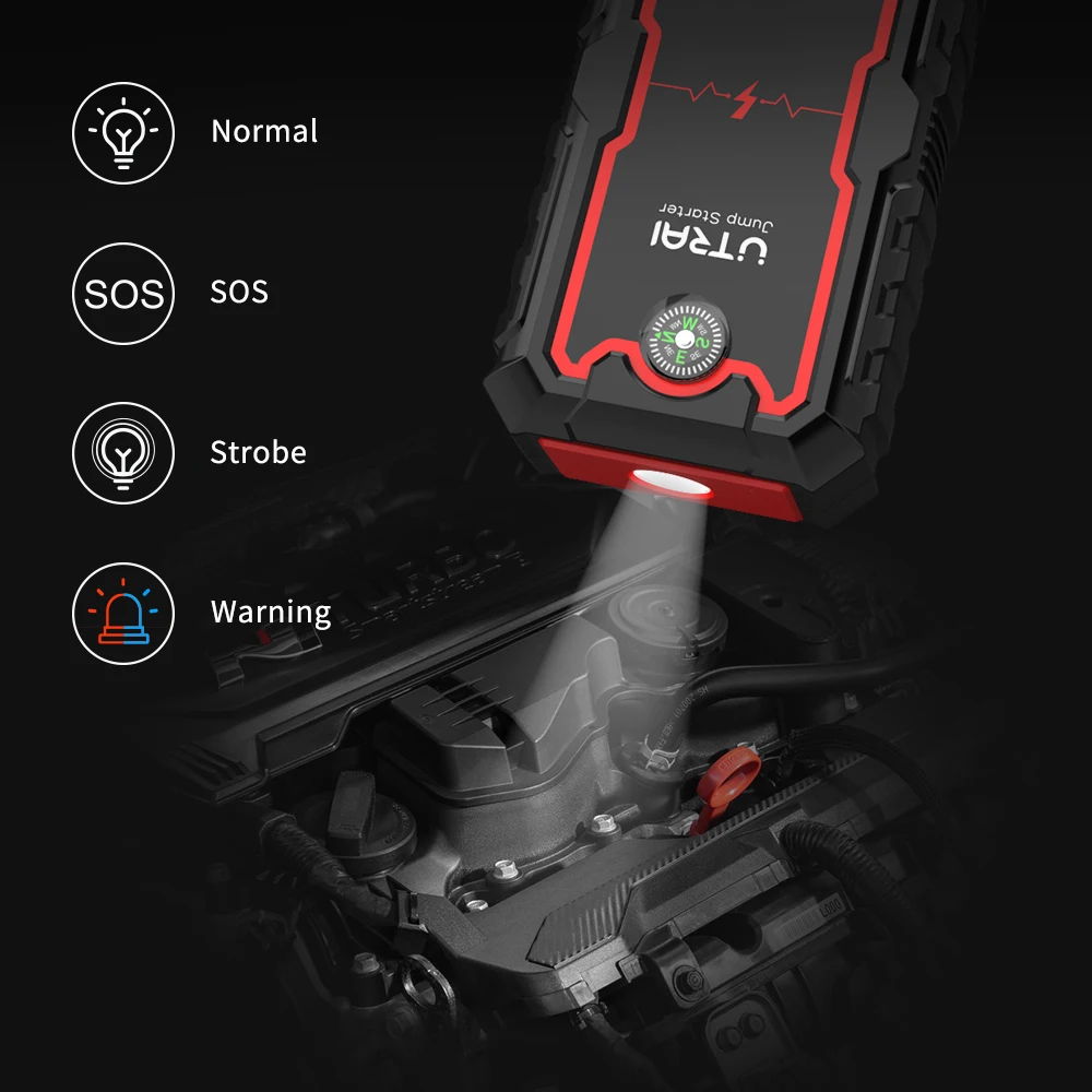 UTRAI 점프 스타터 보조베터리 휴대용 충전기 시동 장치, 2000A, 8.0L, 6.0L 긴급 자동차 배터리 점프 스타터